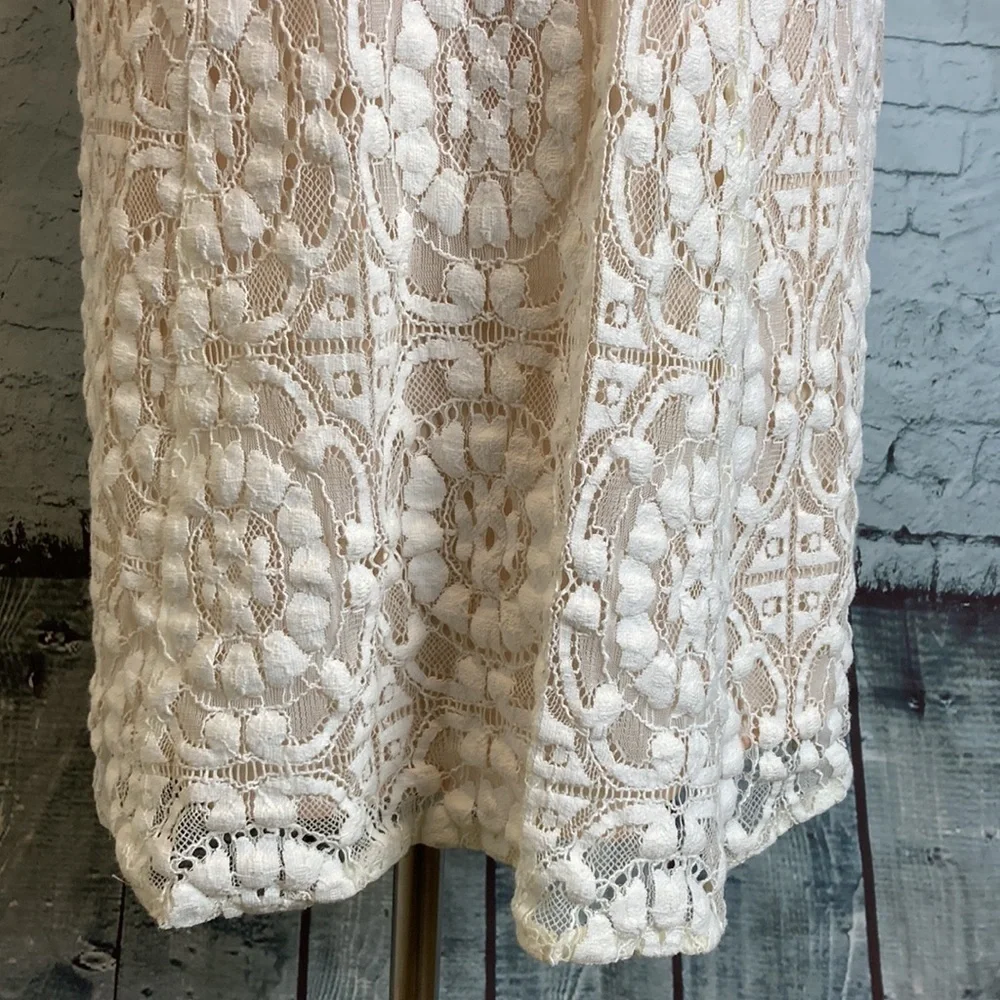 Free People Wallflower Cream Nude Lace Mini Dress Sz XS Feminine Cute Romantic - Picture 10 of 16